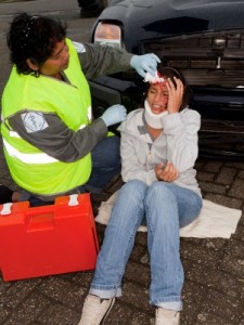 Paramedic Helps At Scene of Accident